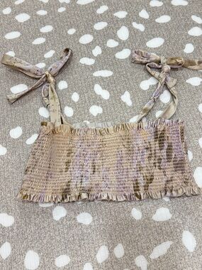 Zimmermann girls smocked bikini top swim squareneck tie straps adjustable floral